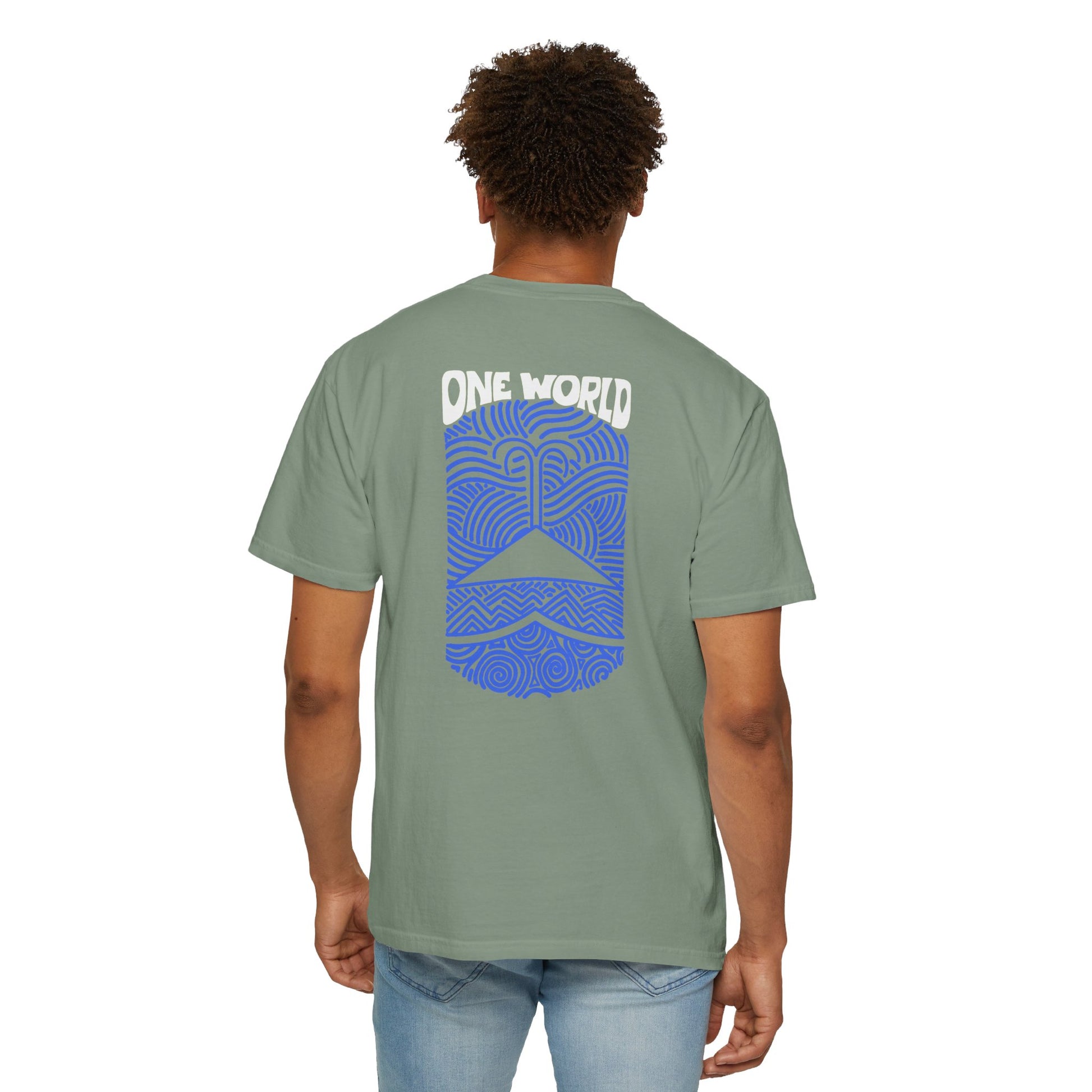 One World White and Blue Unisex T-shirt - Hi Co.