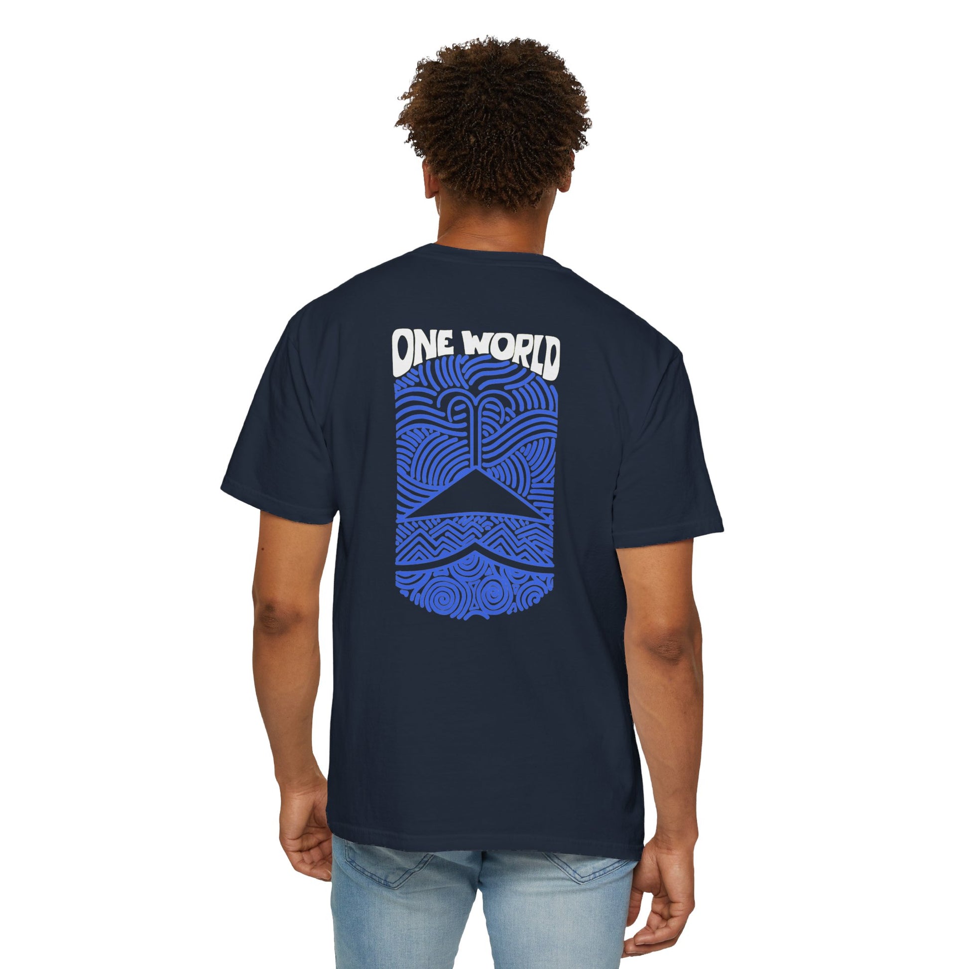 One World White and Blue Unisex T-shirt - Hi Co.