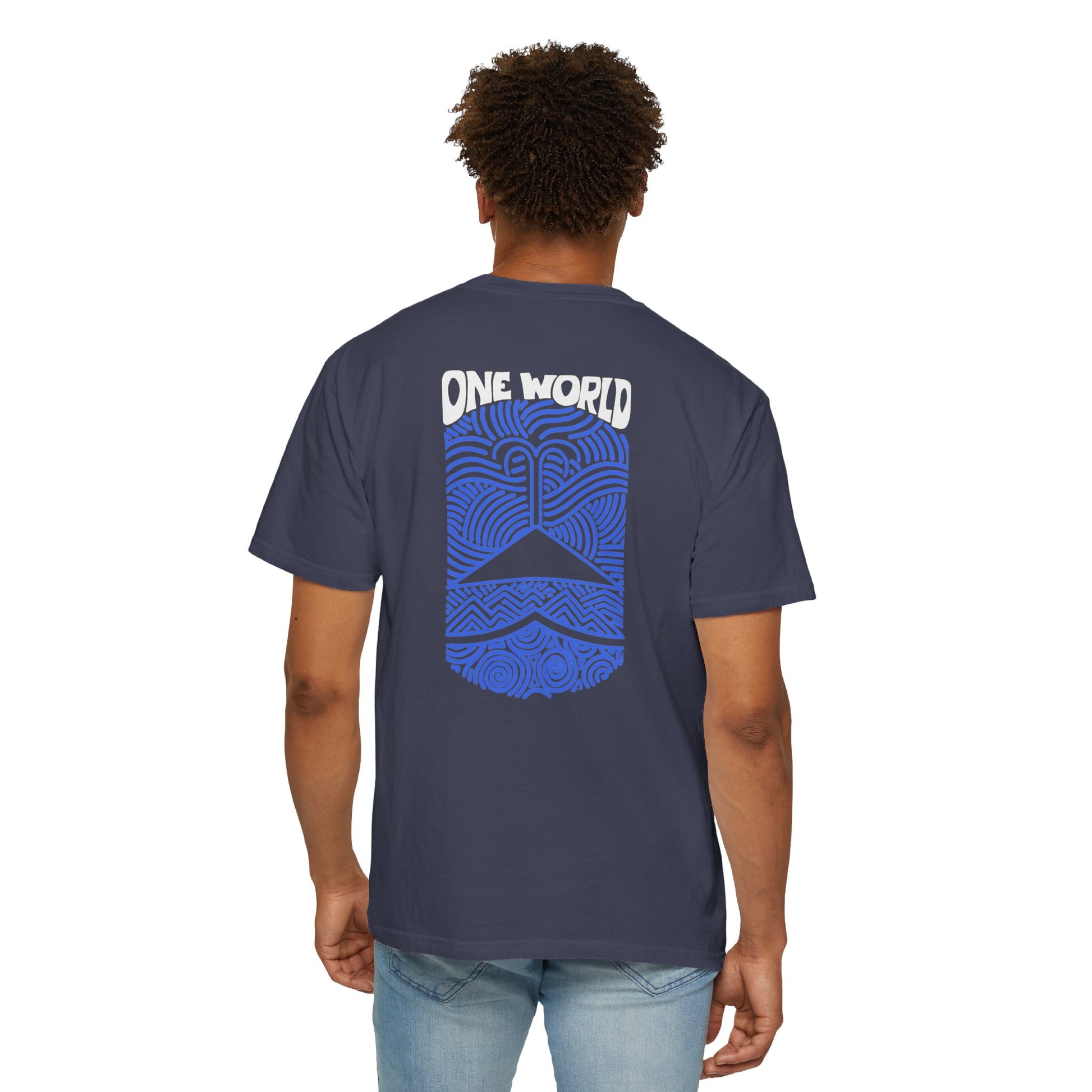 One World White and Blue Unisex T-shirt - Hi Co.