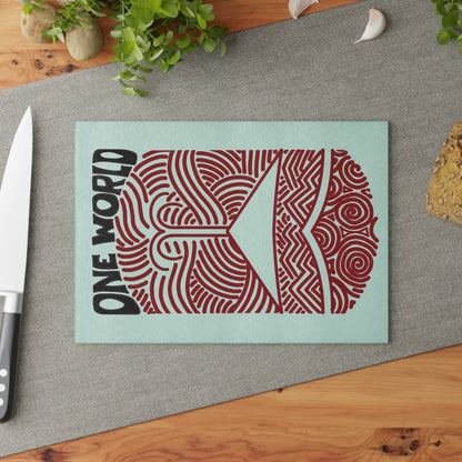 One World black and red Glass Cutting Board - Hi Co.